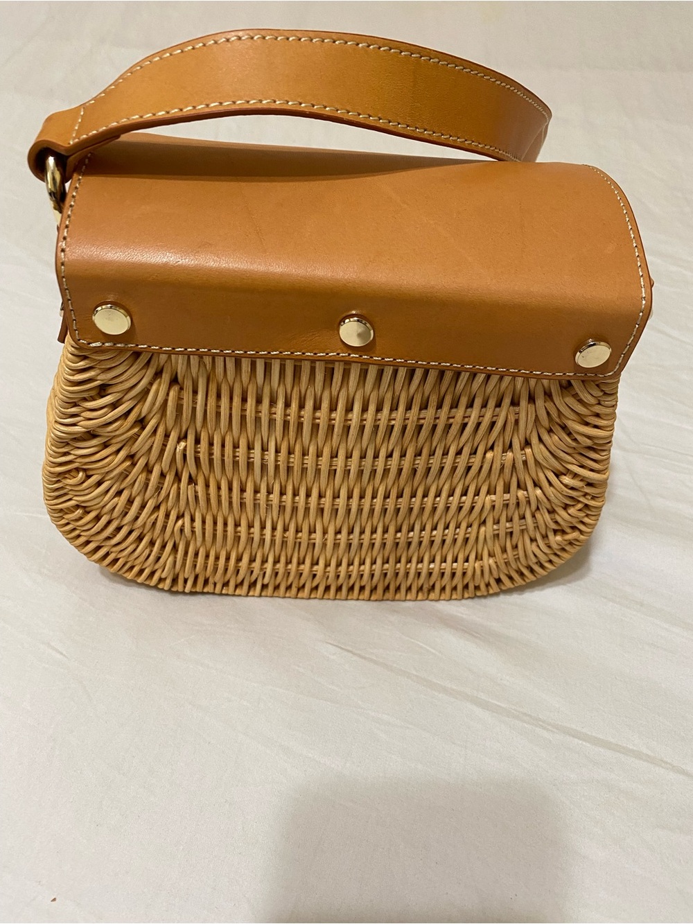 J. McLaughlin Leather and Woven Saddle crossbody Bag Size 3x7x8 - Picture 7 of 15